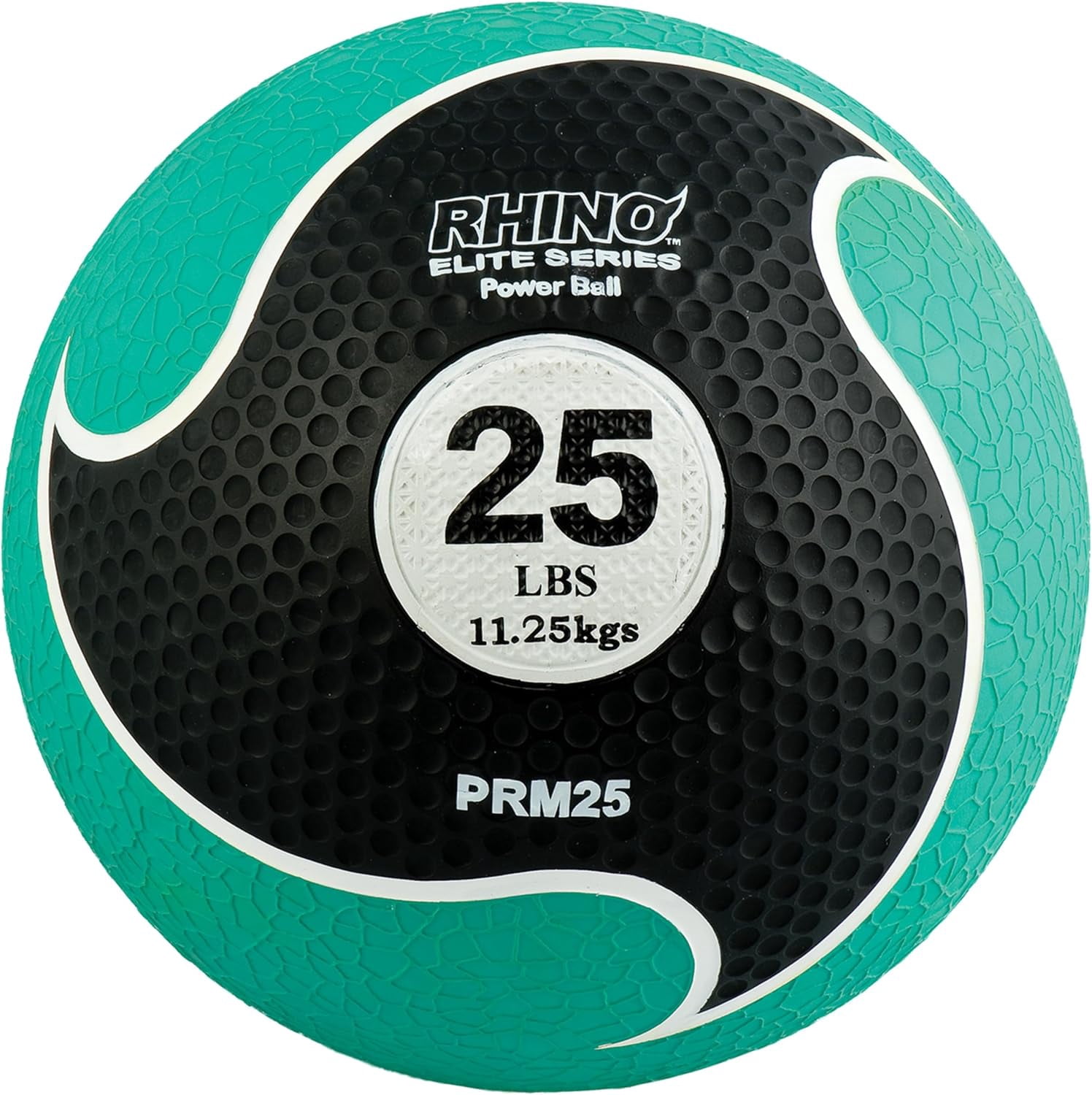 Champion Sports Rhino Elite Medicine Ball-Durable Rubber Weighted Ball & Textured Grip for Core Strength-Cardio & Cross-Training Workouts-Home or Gym Fitness-Green (25lbs)