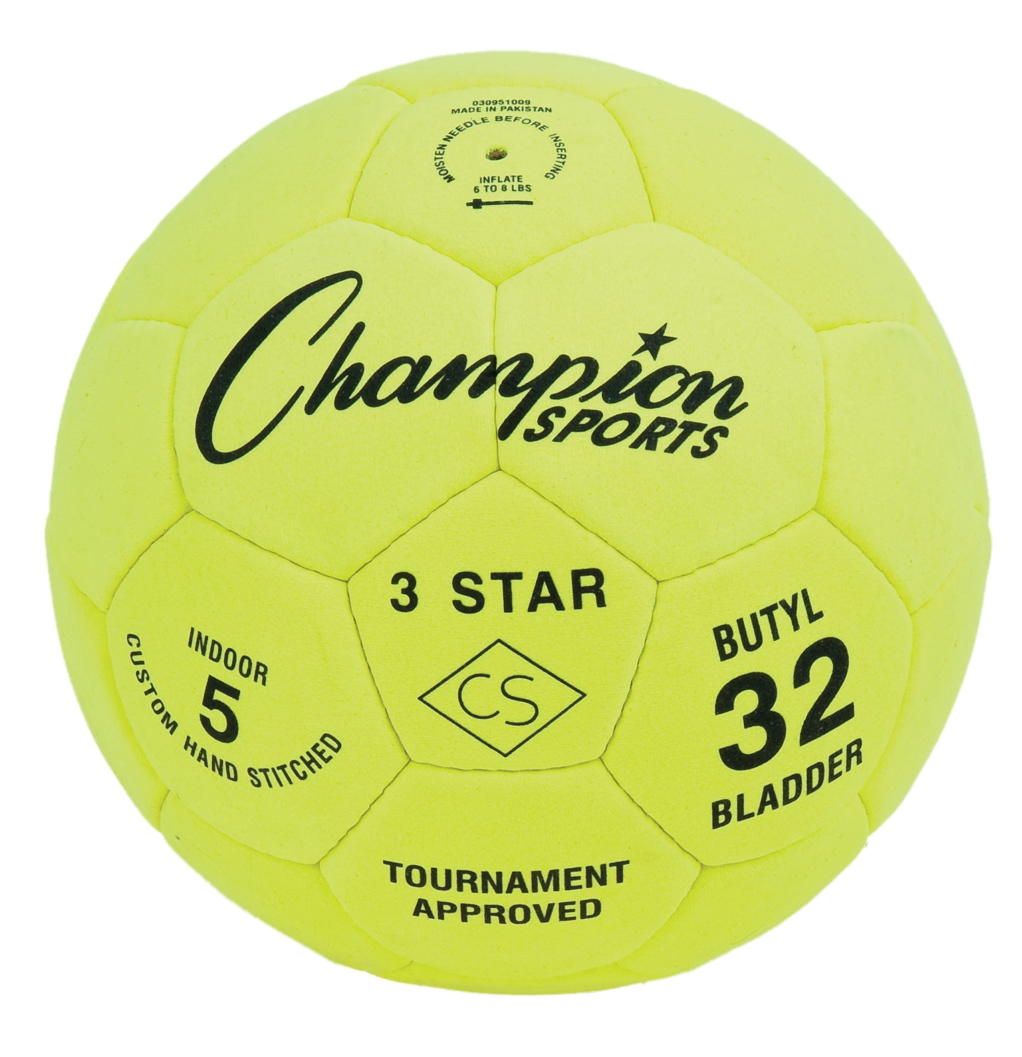 Champion Sports 3 Star Indoor Official Size 5 Soccer Ball with Custom Suede Cover