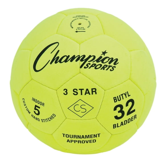 Champion Sports 3 Star Indoor Official Size 5 Soccer Ball with Custom Suede Cover