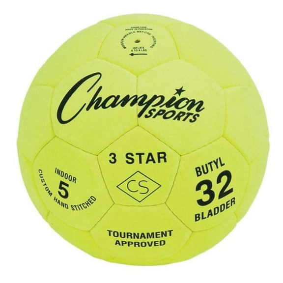 Champion Sports 3 Star Soccer Ball, Yellow & Black - Size 5