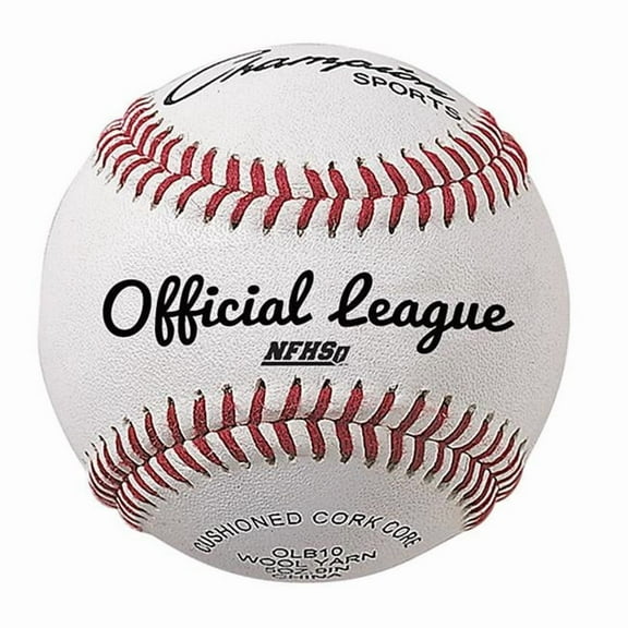 Champion Sports 3 in. NFHS Leather Official League Baseball - White & Red - Pack of 12
