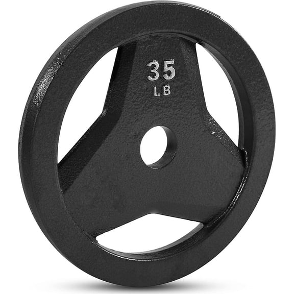 JFIT Cast Iron Olympic 2-Inch Grip Plate for Barbell, 35 Pound Single Plate, Iron Grip Plates for Weightlifting, Crossfit - 2 Weight Plate for Bodybuilding