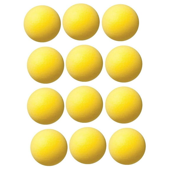 Champion Sports 4" Uncoated Regular Density Foam Ball Yellow Pack of 12 (CHSRD4-12)