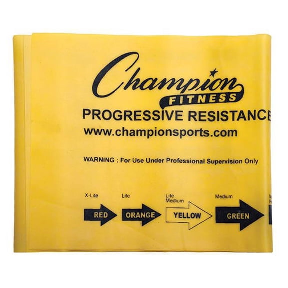 Champion Sports 4 ft. Therapy & Exercise Flat Band, Yellow - Light & Medium
