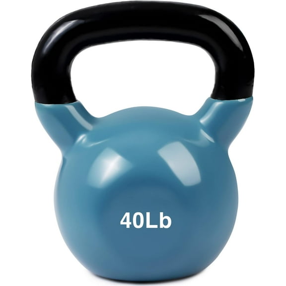 JFIT Kettlebell Weights Vinyl Coated Iron, Steel Blue, 40 LB