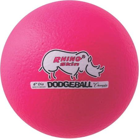 Champion Sports® Rhino Skin® Low Bounce Dodgeballs for Playground, PE, Backyard & League Games – Single Ball - Neon Pink - 6 Inch