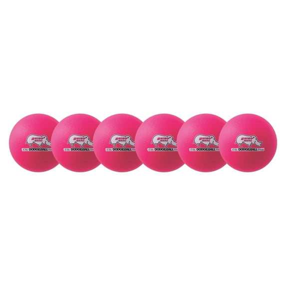 Champion Sports Rhino Skin Dodgeball (Set of 6, Neon Pink, 6")