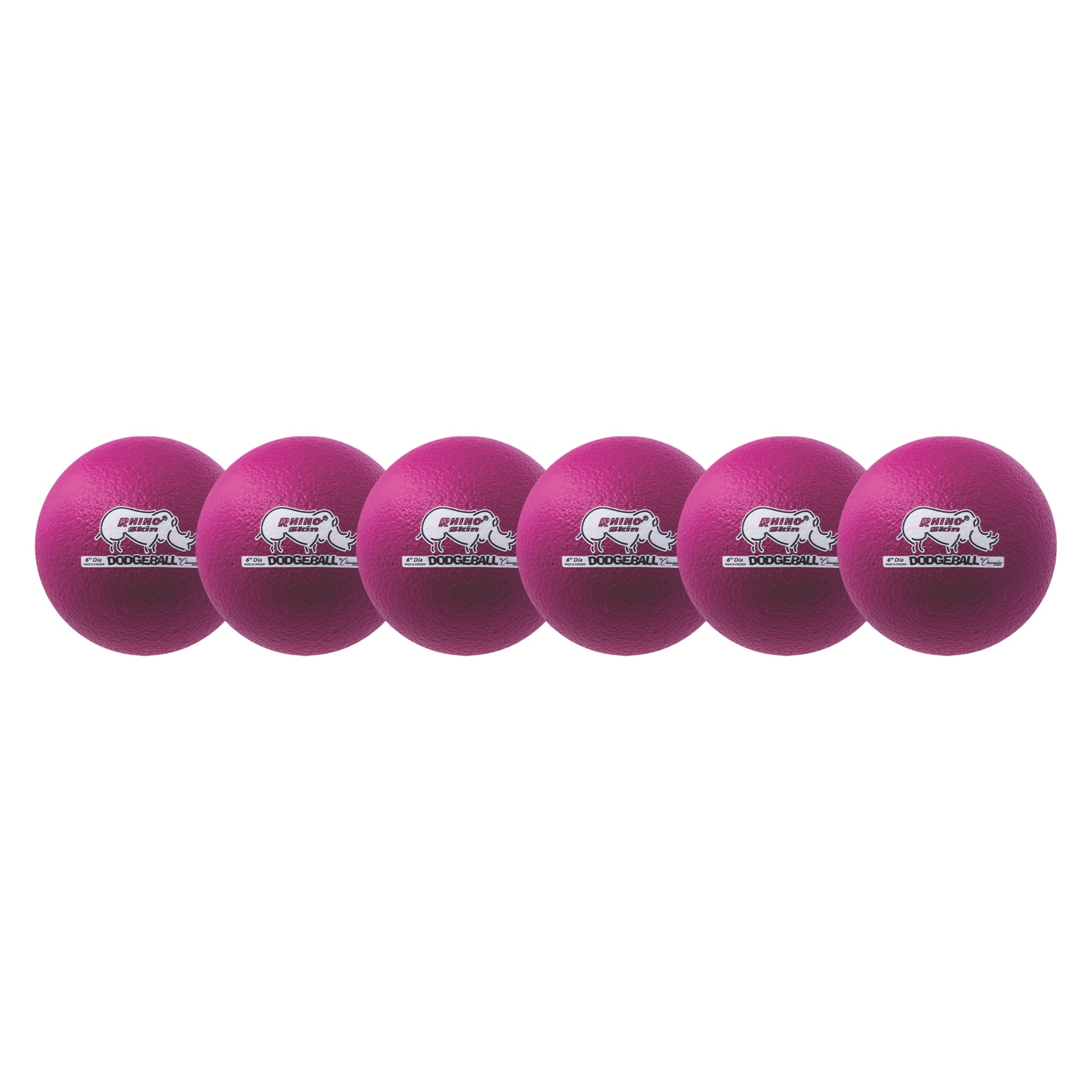Rhino Skin Dodge Ball Set - 6 Brightly Colored Balls For Gym Class & Play