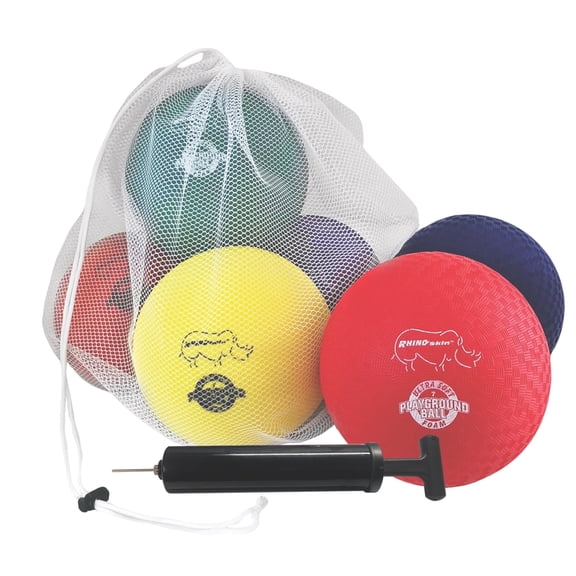 Champion Sports RSPG7SET Playground Ball Set: Six 7 Inch Rhino Skin Soft Inflatable Balls Includes Storage Bag and Pump