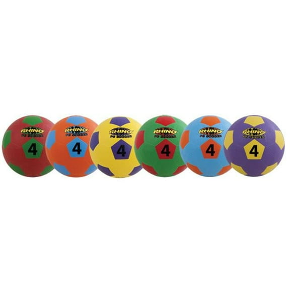 Champion Sports 8.5 in. Rhino Max Playground Soccer Ball Set, Multicolor - Size 4 - Set of 6