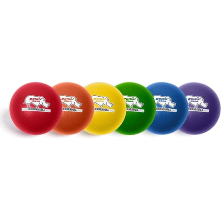 Champion Sports® Rhino Skin® Low Bounce Dodgeballs for Playground, PE, Backyard & League Games – Set of 6 Balls - Assorted Colors - 8 Inch
