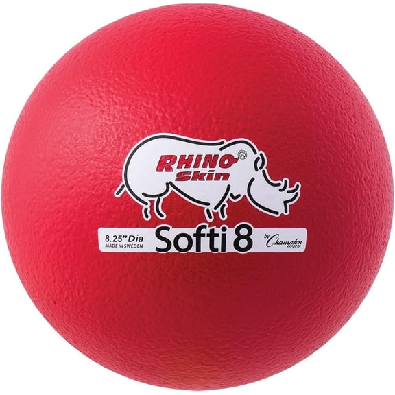 Champion Sports Softi Rhino Skin Ball, 8", Red