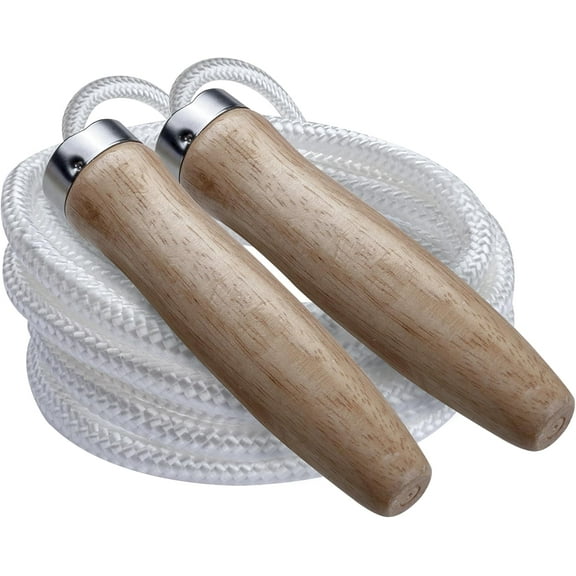 Champion Sports S-Series Heavyweight Nylon Ball Bearing Speed Jump Rope with Wood Handles, 9.5-Feet (Single)