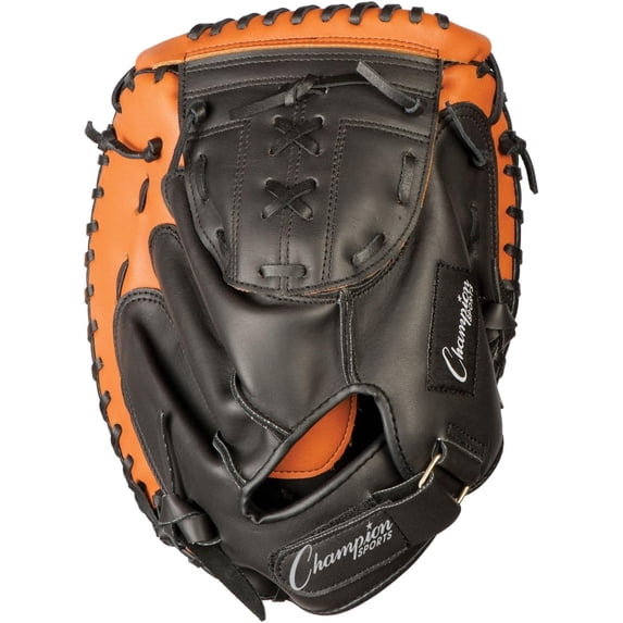 Champion Sports Catcher's Mitt - Synthetic Leather | Deep Pocket and Scoop Toe Design | Adjustable Wrist Strap Closure | Youth Size: 33.5" | Regular Fit