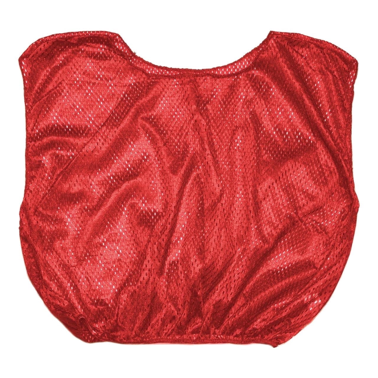 Champion Sports Mesh Practice Scrimmage Vest Regular and Numbered (Youth and Adult) - Pack of 12, Red, Adult Regular