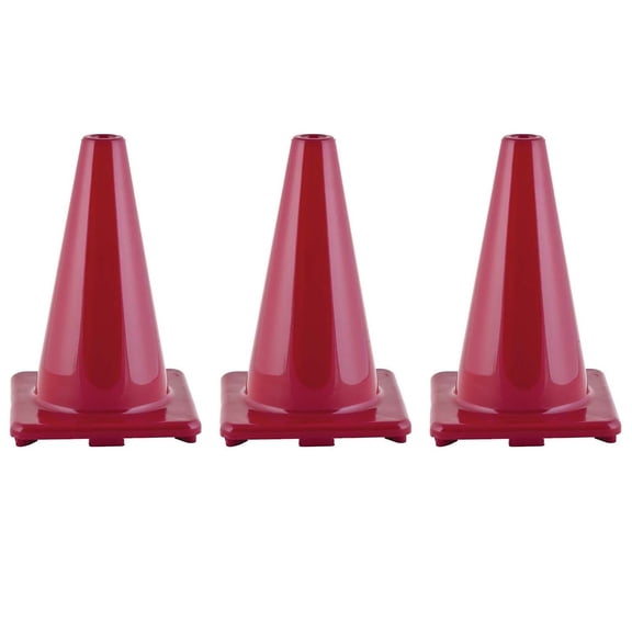 Champion Sports CHSC12RD-3 12 in. Flexible Vinyl Cone Weighted, Red - 3 Each