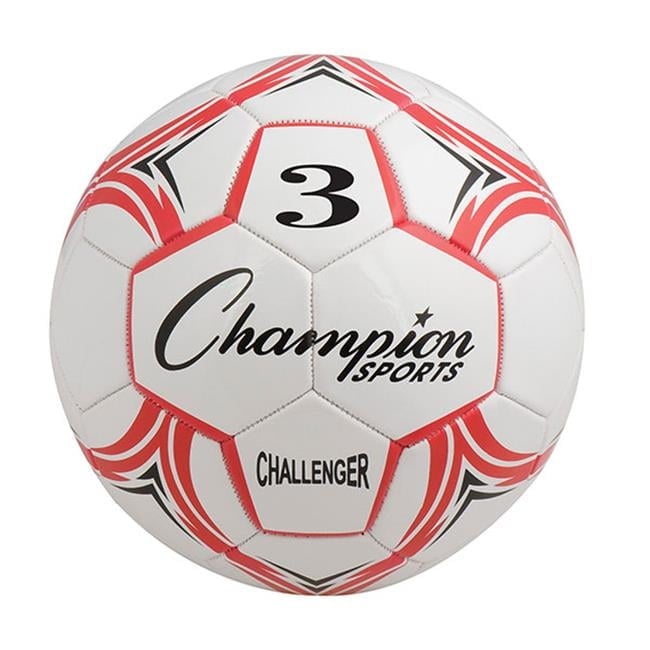 Champion Sports  Challenger Series Soccer Ball, Red & White - Size 3
