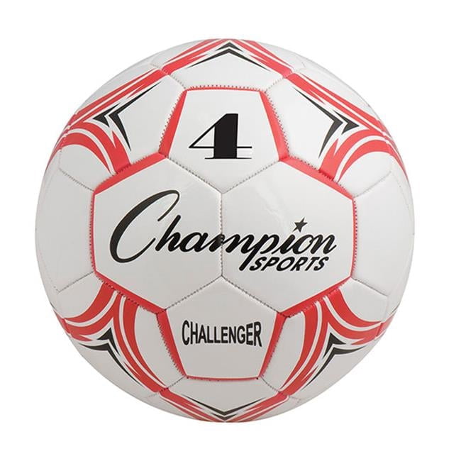 Champion Sports  Challenger Series Soccer Ball, Red & White - Size 4