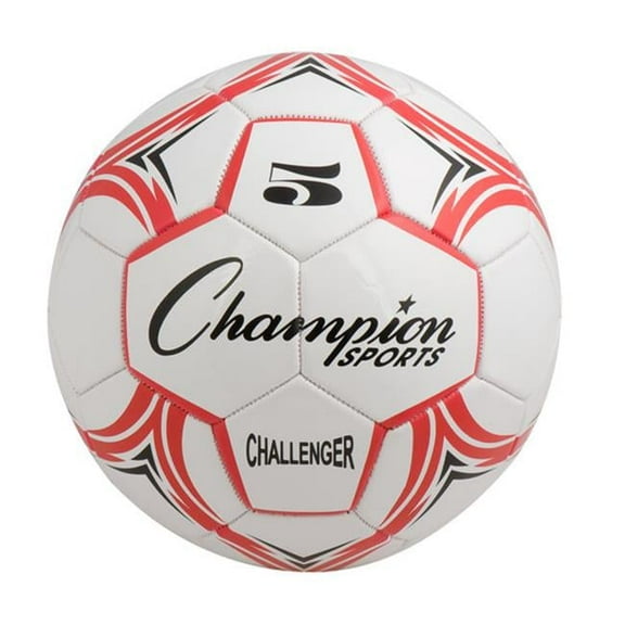 Champion Sports  Challenger Series Soccer Ball, Red & White - Size 5