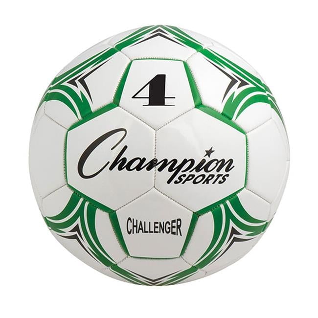 Champion Sports Challenger Series Soccer Ball, Size 4, Green and White