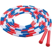 Champion Sports Beaded Jump Rope 16 Ft - Segmented Plastic Extra Long Fitness Rope for PE & Group Use Red/White/Blue