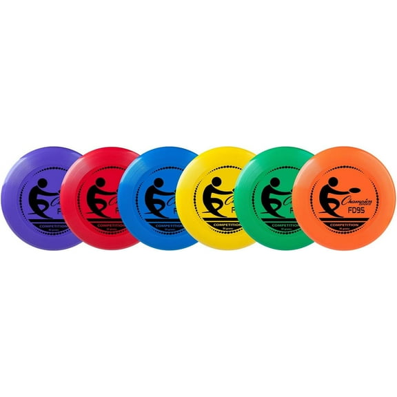 Champion Sports Competition Plastic Flying Discs, 9" D - Set of Six Assorted Colors