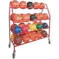 thumbnail image 1 of Champion Sports Double Wide Four Tier Basketball Storage Rack Cart with Locking Swivel Caster Wheels, 48 Ball Capacity (Chrome), 1 of 7