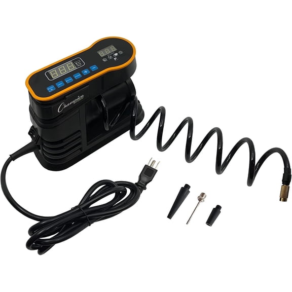 Champion Sports Digital Air Pump - Electronic Inflator for Sports Balls - Portable, Smart Ball Pump for Basketball, Soccer Ball, Football, Volleyball - Comes with Pressure Gauge and 3 Needle Tips