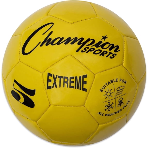 Champion Sports Extreme Series Soccer Ball Size 5 - Collegiate, Professional, and League Standard Kick Balls - All Weather, Soft Touch, Maximum Air Retention - For Adults, Teenagers, Yellow