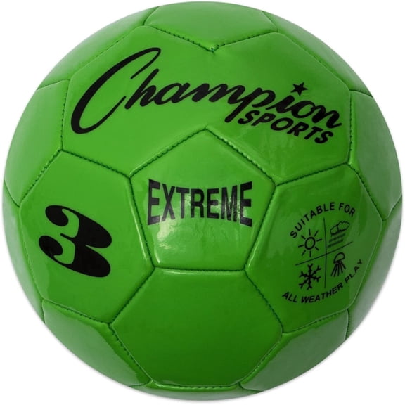 Champion Sports Extreme Series Soccer Ball, Size 3 - Youth League, All Weather, Soft Touch, Maximum Air Retention - Competitive and Recreational Futbol Games, Green