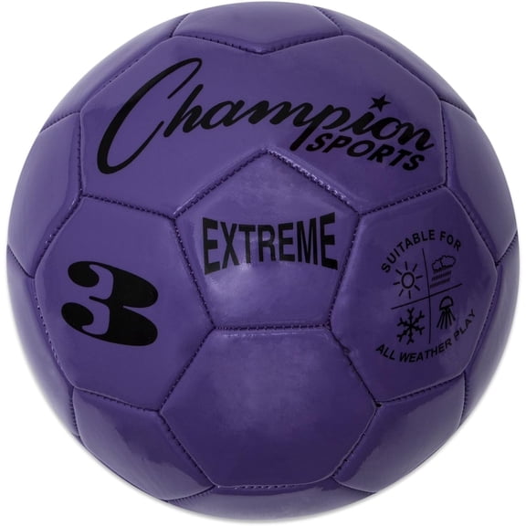 Champion Sports Extreme Series Soccer Ball, Size 3 - Youth League, All Weather, Soft Touch, Maximum Air Retention - Kick Balls for Kids Under 8 - Competitive and Recreational Futbol Games, Purple