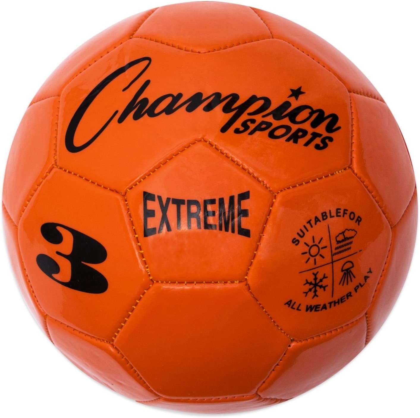 Champion Sports Extreme Series Soccer Ball, Size 3 - Youth League, All Weather, Soft Touch, Maximum Air Retention - Competitive and Recreational Futbol Games, Orange