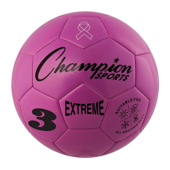 Champion Sports Extreme Series Soccer Ball, Size 3 - Youth League, All Weather, Soft Touch, Maximum Air Retention - Kick Balls for Kids Under 8 - Competitive and Recreational Futbol Games, Pink