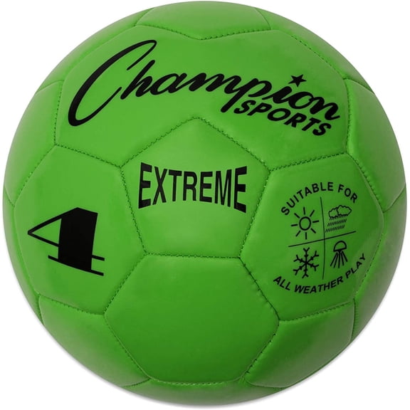 Champion Sports Extreme Series Soccer Ball, Size 4 - Youth League, All Weather, Soft Touch, Maximum Air Retention - Kick Balls for Kids 8-12 - Competitive and Recreational Futbol Games, Green