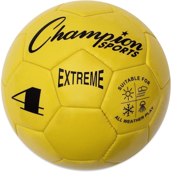 Champion Sports Extreme Series Soccer Ball, Size 4 - Youth League, All Weather, Soft Touch, Maximum Air Retention - Kick Balls for Kids 8-12 - Competitive and Recreational Futbol Games, Yellow