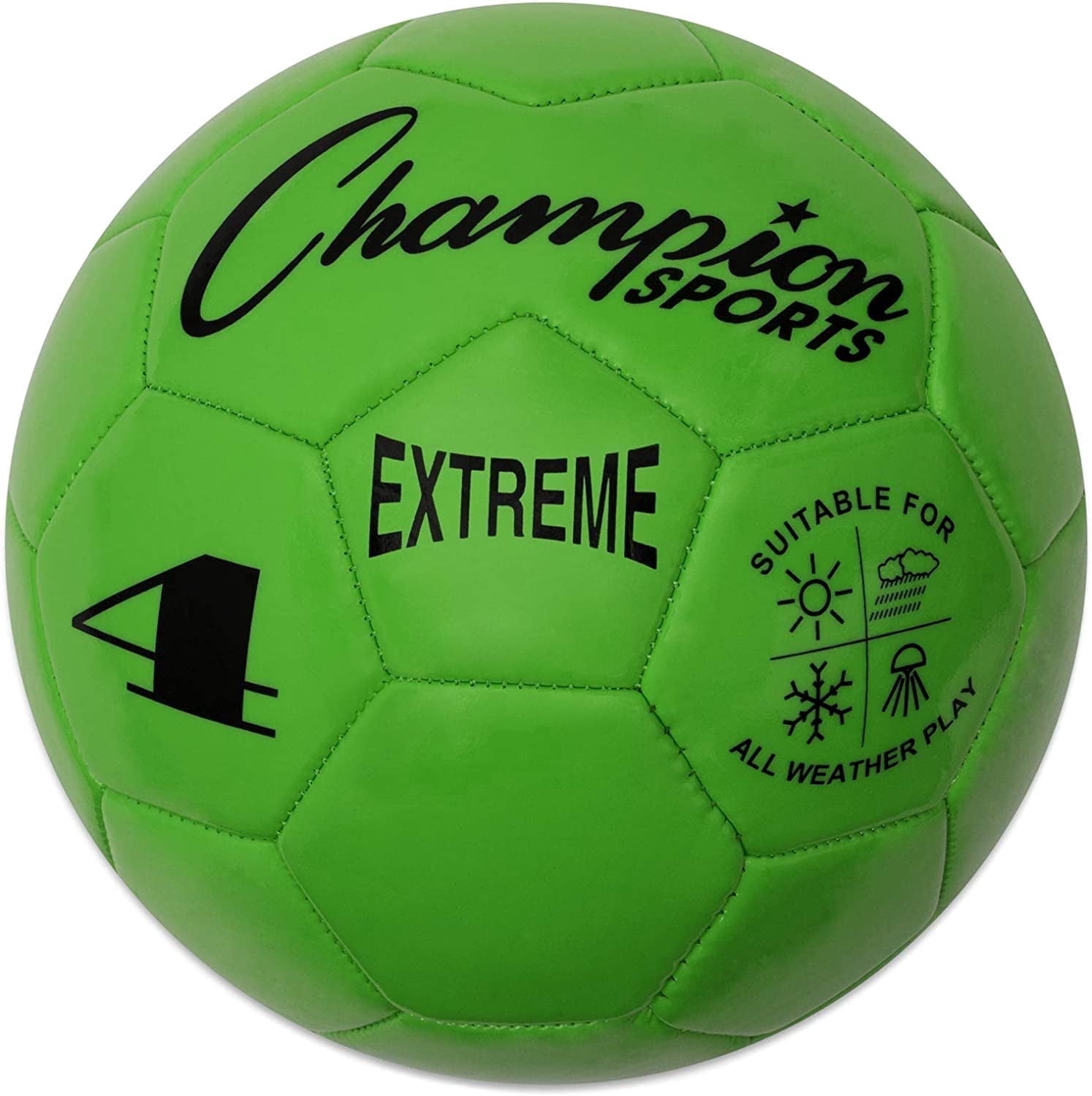 Champion Sports Extreme Series Soccer Ball, Size 4 - Youth League, All Weather, Soft Touch, Maximum Air Retention - Competitive and Recreational Futbol Games, Green