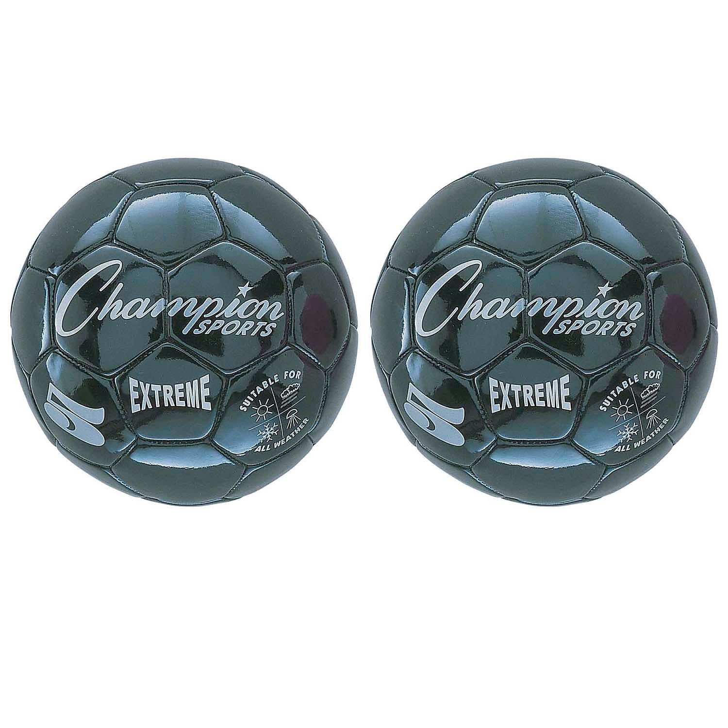 Champion Sports Extreme Soccer Ball Size 5 Black Pack of 2 (CHSEX5BK-2)