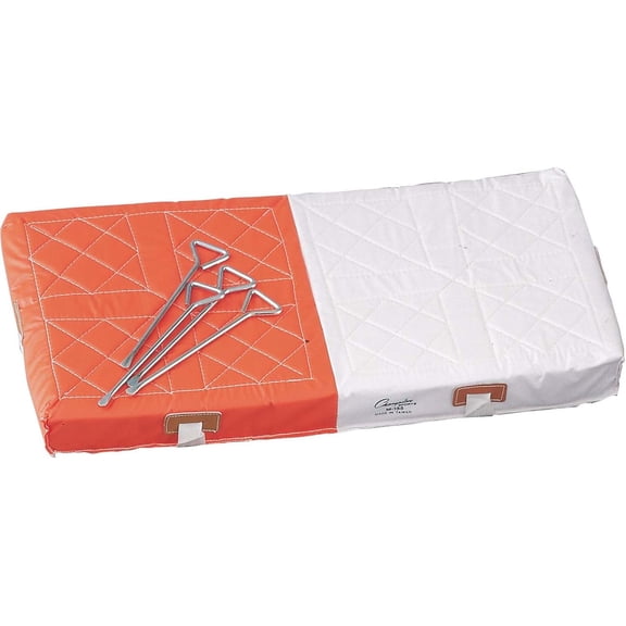 Champion Sports Official Size Double First Base 30"x15"x3" - Full Size Foam Filled Base - Durable Surface - 3 Nylon Straps and Metal Spikes Included