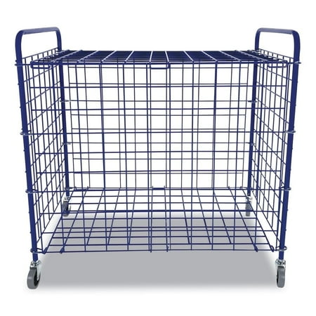 Champion Sports Portable Ball Cart with Lockable Hinge Cover - Sports Equipment Storage Locker with Caster Wheels - Ball Organizer Holds 24 Sports Balls, Mobile Locking Ball Cage (Full Size)