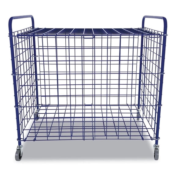 Champion Sports Portable Ball Cart with Lockable Hinge Cover - Sports Equipment Storage Locker with Caster Wheels - Ball Organizer Holds 24 Sports Balls, Mobile Locking Ball Cage (Full Size)