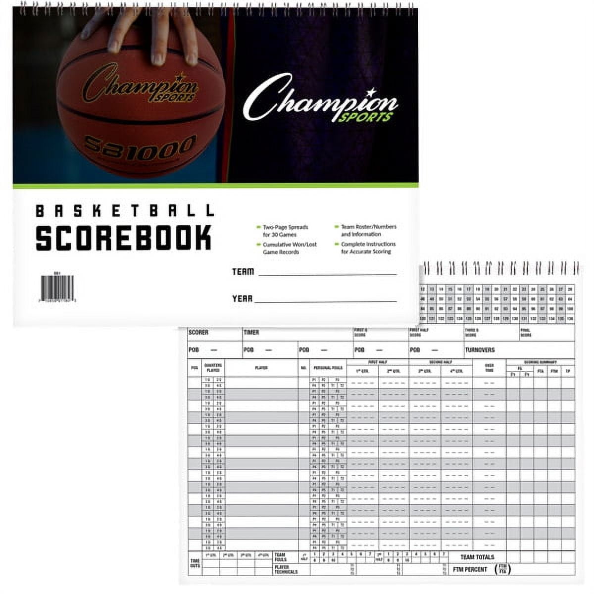 Champion Sports Hardcover Basketball Scorebook