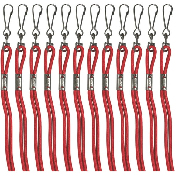 Champion Sports Nylon Lanyards with J-Hook Clip, Red, Retail Card