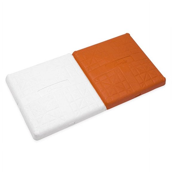 Champion Sports Hollywood Style Impact Double First Base - Solid One Piece Molded Construction - Rubber Double First Base - Ground Anchors Not Included,Orange