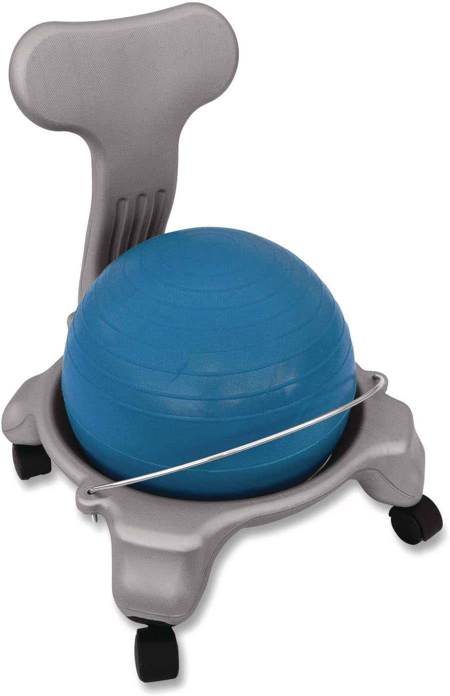 Champion Sports Youth Kid's Exercise Ball Chair: FitPro Balance Ball Chair with Wheels and Back Support for Home or School - Includes Hand Pump - Ages 8 and Older