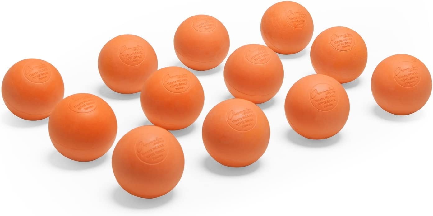 Champion Sports Lacrosse Balls: Official Size Sporting Goods Equipment for Professional, College & Grade School Games, Practices & Recreation - NCAA, NFHS and SEI Certified - 12-Pack - Orange