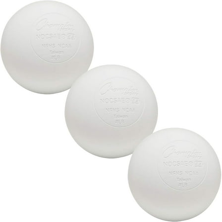 Champion Sports Lacrosse Balls: Official Size Sporting Goods Equipment for Professional, College & Grade School Games, Practices & Recreation - NCAA, NFHS and SEI Certified - 3-Pack - White