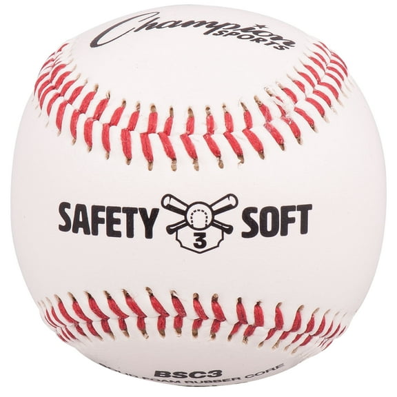 Champion Sports Syntex Leather Cover Official Size and Weight Soft Compression Baseballs - Rubber Center- Pack of 12 - Level 3 (Ages 7-10)
