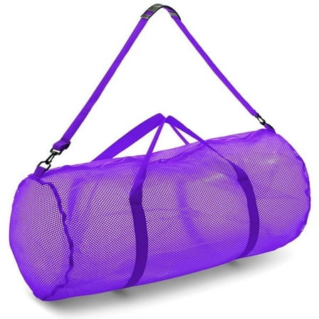 Champion Sports Mesh Duffle Bag with Zipper and Adjustable Shoulder Strap,15” x 36”, Purple, Multipurpose, Oversized Gym Bag for Equipment Sports Gear