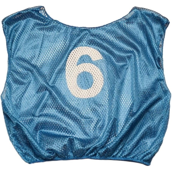 Champion Sports Mesh Practice Scrimmage Vest Regular and Numbered (Youth and Adult) - Pack of 12, Blue, Youth Numbered