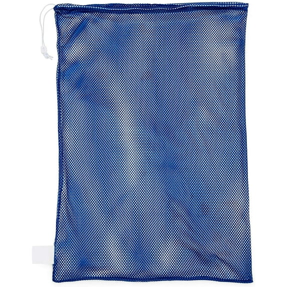 Champion Sports Mesh Sports Equipment Bag- Blue, 24" x 36"- Multipurpose, Nylon Drawstring Bag with Lock and ID Tag, for Balls, Swimming Gear, Laundry, Toys - Breathable Stuff Sack